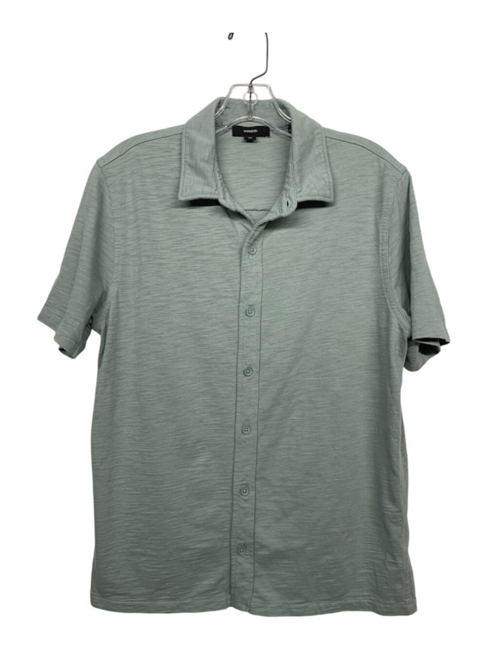 VINCE Men size S Sage Green Button Up Short Sleeve Shirt Camp Collar Casual